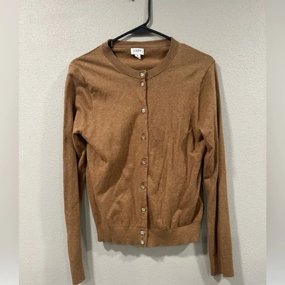 JCREW Cotton Brown Sweater with Rhinestone buttons - Picture 2 of 7